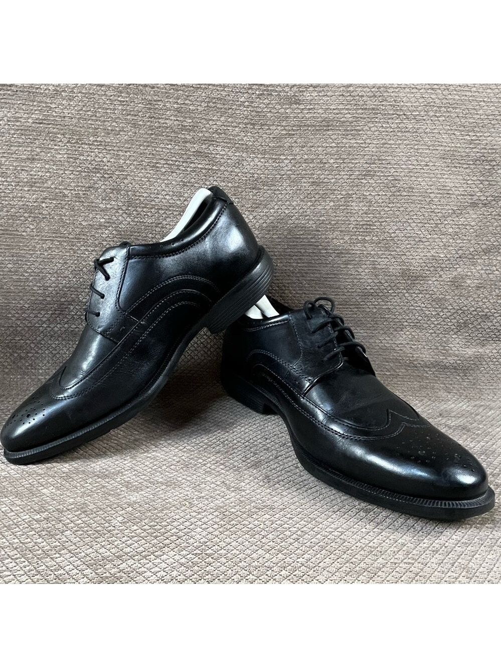 NUNN BUSH Men’s Black Wingtip Lace Up Leather Dress Shoes sz 9.5M LIKE NEW - Picture 2 of 16
